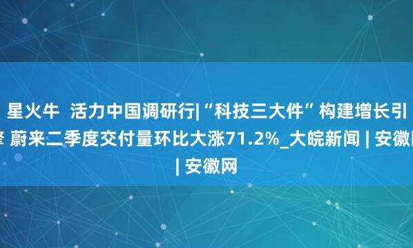 星火牛  活力中国调研行|“科技三大件”构建增长引擎 蔚来二季度交付量环比大涨71.2%_大皖新闻 | 安徽网