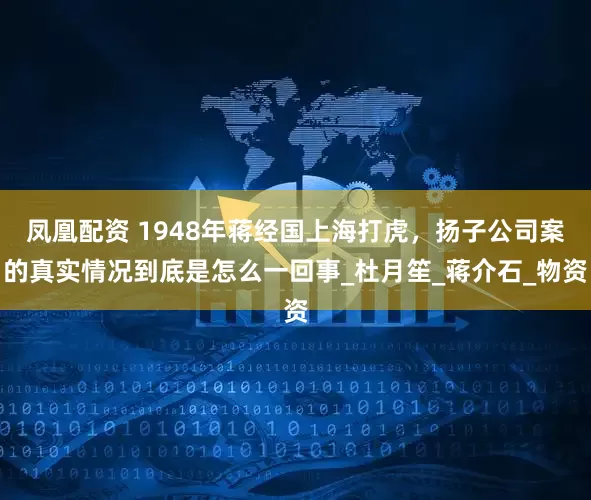凤凰配资 1948年蒋经国上海打虎，扬子公司案的真实情况到底是怎么一回事_杜月笙_蒋介石_物资